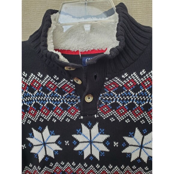 Chaps Boy's Cotton Fair Isle Snowflake Mock Neck Pullover Sweater Size XL 18-20 - Picture 4 of 8